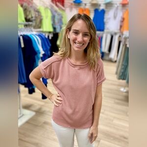 7th Ray T5160 Corded Ribbed Dolman Top